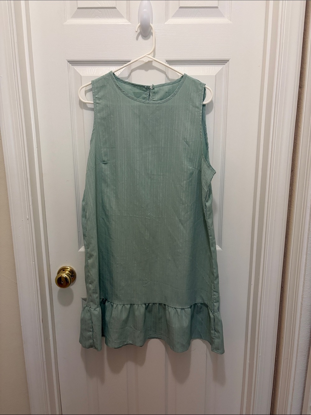 SHEIN Sage Green Sleeveless Ruffle-Hem Dress